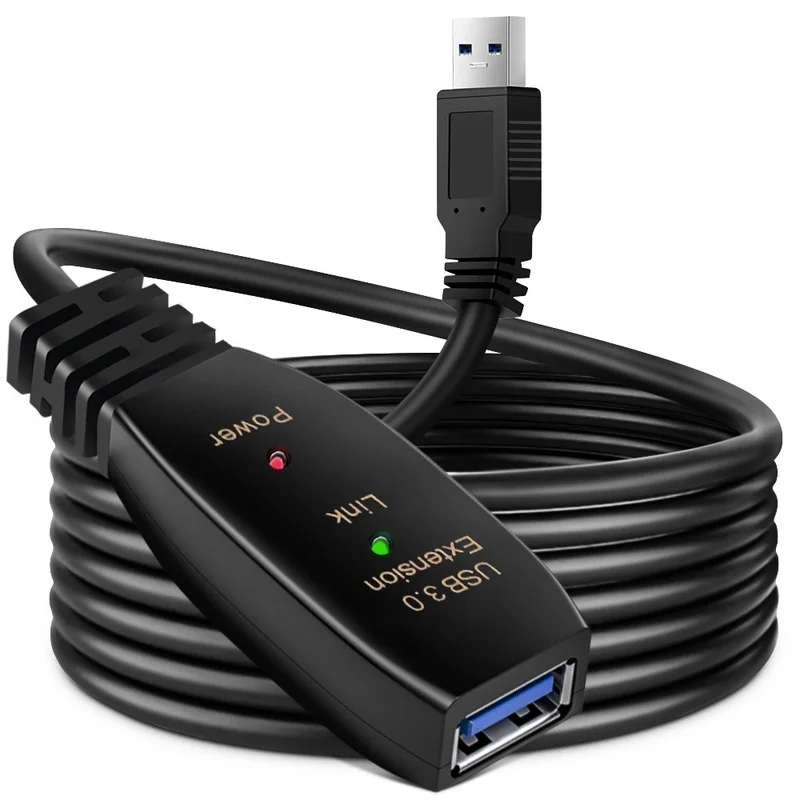 Usb Extender Active - アクティブ-USB 3.0拡張ケーブル,アンプ付き5m 10mエクステンション,タイプ3.0,オス-メス,3.0エクステンダーケーブル