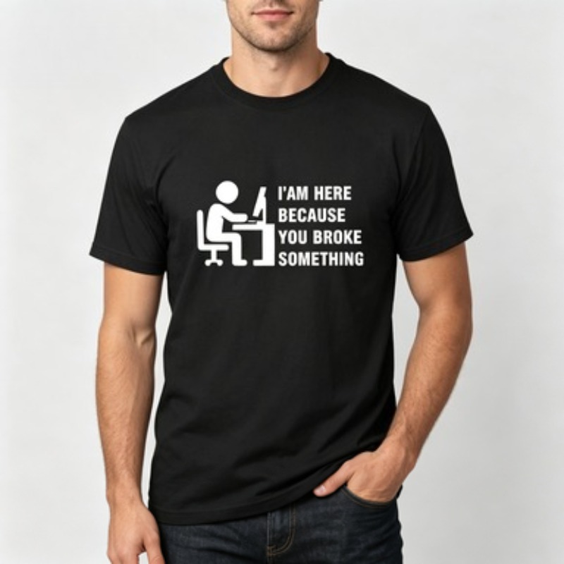 Tech Office Wear Men - ソフトコットンメンズ Tシャツ テックサポート ユーモラスな引用句付き オフィスワーカー Oネック