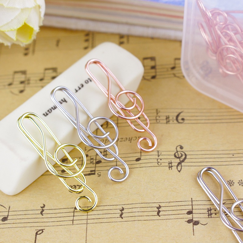 Office Tech Accessories - 10 ピース/箱音符形のペーパークリップ装飾カラフルな装飾オフィス文具ペーパークリップピアノアクセサリースコアクリップ
