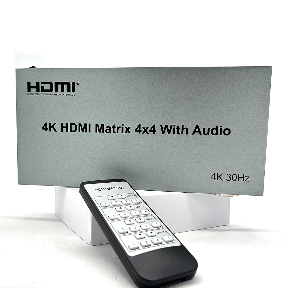 Hdmi Matrix Switch - 4K 60Hz 4x4 HDMIマトリックス R/L 3.5mmオーディオ抽出機能付き