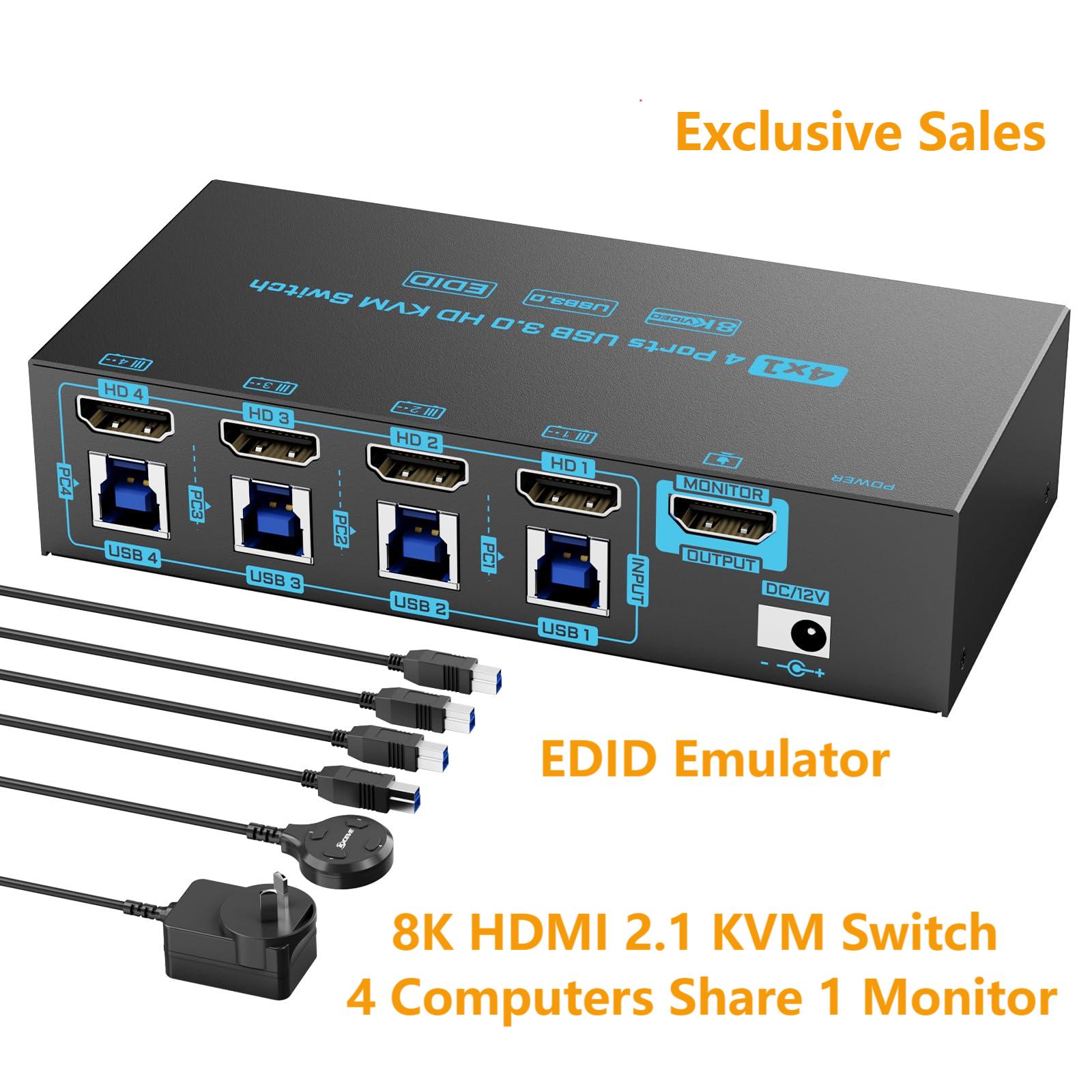 Hdmi Matrix Switch - 8K/4K HDMI KVMスイッチ 4ポート USB3.0 8K@60Hz/4K@60Hz