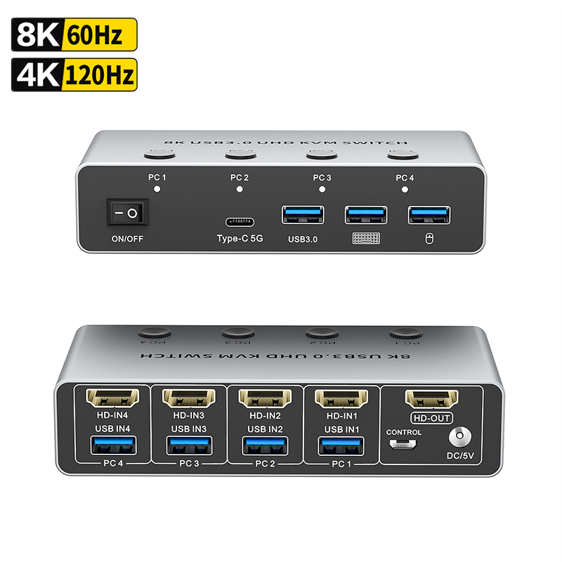 8K@60Hz HDMI KVMスイッチ 4台のコンピュータ - Hdmi Matrix Switch のレビューと価格