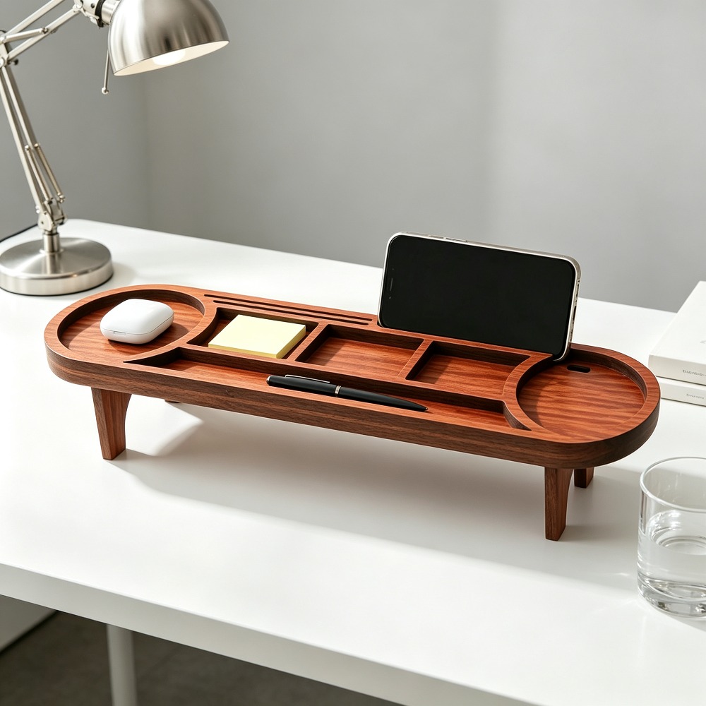 木製デスクオーガナイザー 電話スタンド付き 多機能デスクトッ - Office Tech Accessories のレビューと価格