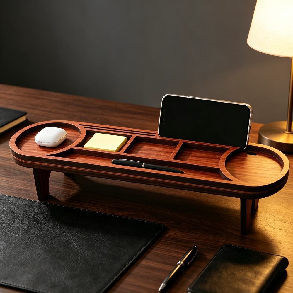 木製デスクオーガナイザー 電話スタンド付き 多機能デスクトッ - Office Tech Accessories のレビューと価格